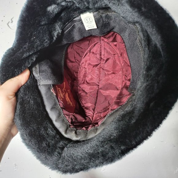 Vintage Trav'ler Country Gentleman Faux Fur Hat Medium Union Made Red Feather - Picture 5 of 7